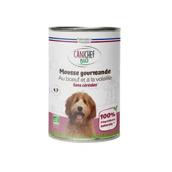 Canichef Bio Mousse Volaille Bœuf sans céréales Chien 400 g