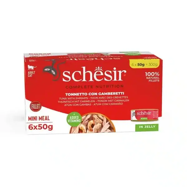 Schesir Thon et Crevettes en gelée pour Chat 6 x 50 g