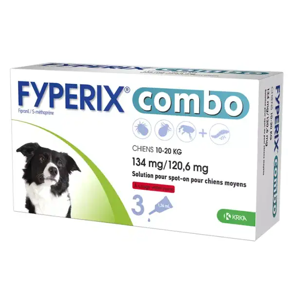 Fyperix Combo chien 20-40 kg – 3 pipettes spot-on antiparasitaire – KRKA