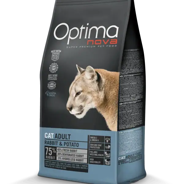 OPTIMA NOVA CAT Adult Rabbit & Potato - Заек и картоф 8кг (промо)