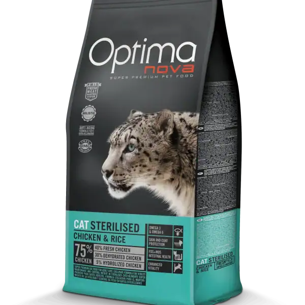 OPTIMA NOVA CAT Sterilised Chicken & Rice - Пиле и ориз 8кг