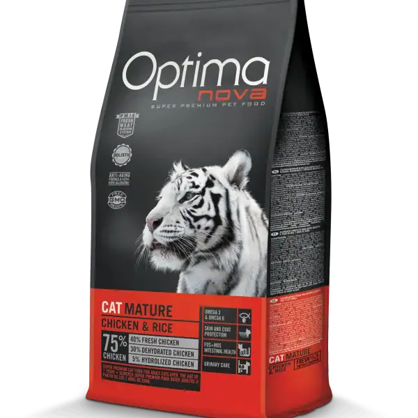 OPTIMA NOVA CAT Mature Chicken & Rice - Пиле и ориз 8кг