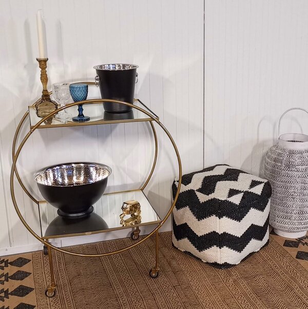 Bittersoet feestverhuur - poef Zwart wit M te huur