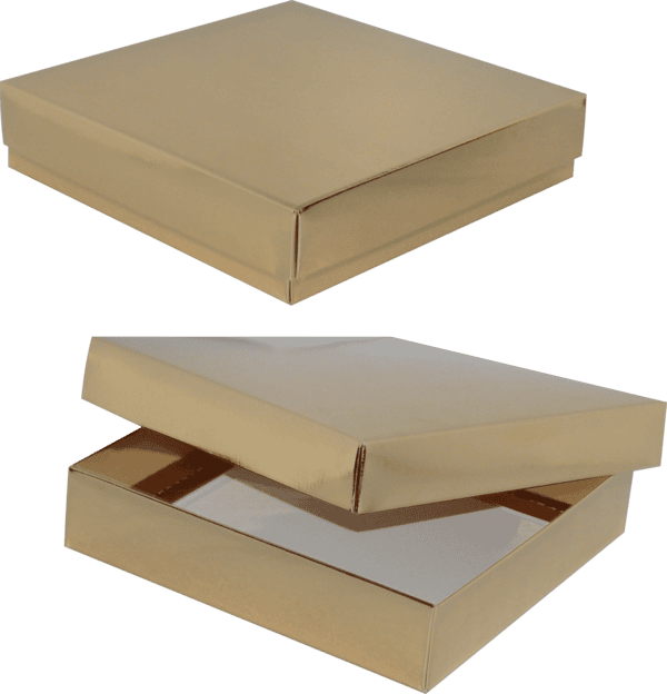 Pudełko Złote 18 X 18 X 4 Cm - Awih - Torby I Opakowania Pudełko złote 18 x 18 x 4 cm
