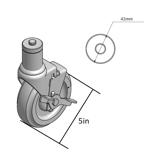 Caster, 5" Stem Swivel, with Brake 900816 - Image 2