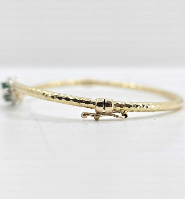 Custom 14k Emerald and Diamond Bangle - Image 2