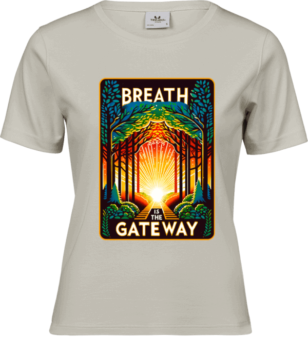 Szara koszulka damska Breath is the Gateway z grafiką, Vibes Goods
