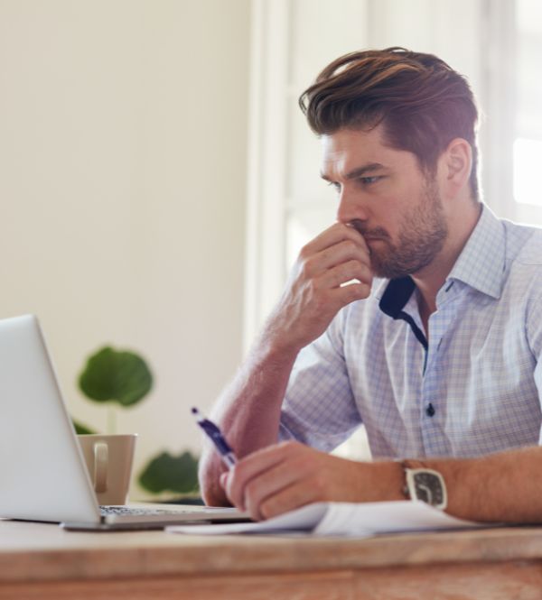 Man concerned with his business growth