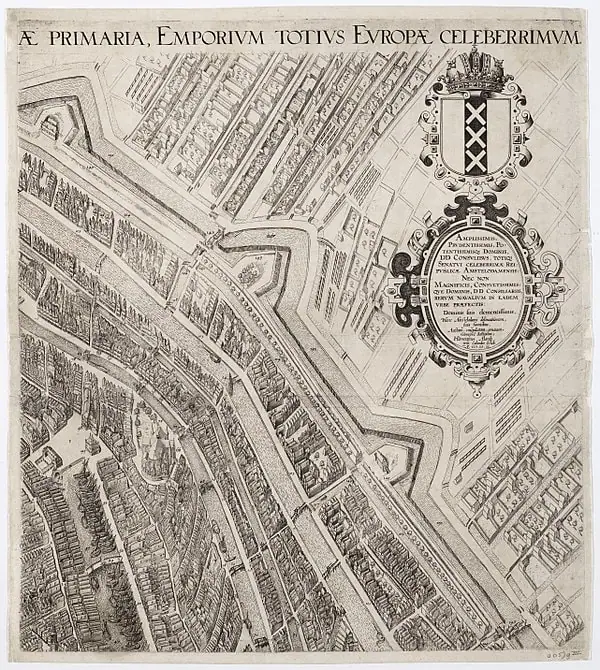 Amsterdam, the city of Holland, the most famous magazine of all Europe. Part 2 of a 4-part map of Amsterdam.