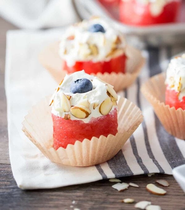 Mini Watermelon Cakes with Whipped Cream