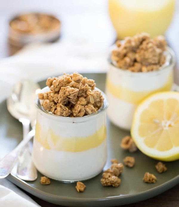 granola yogurt parfait with lemon curd