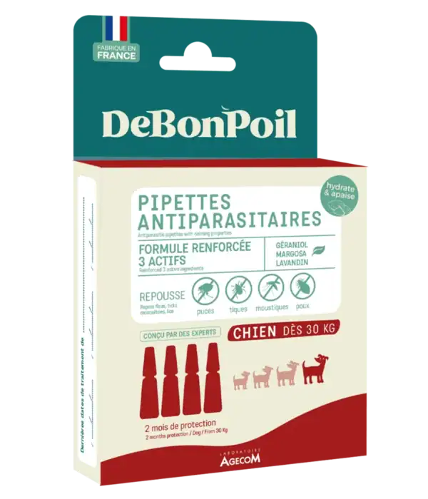 DeBonPoil Pipettes Antiparasitaires Bio Grand Chien > 30 kg – 2 Pipettes