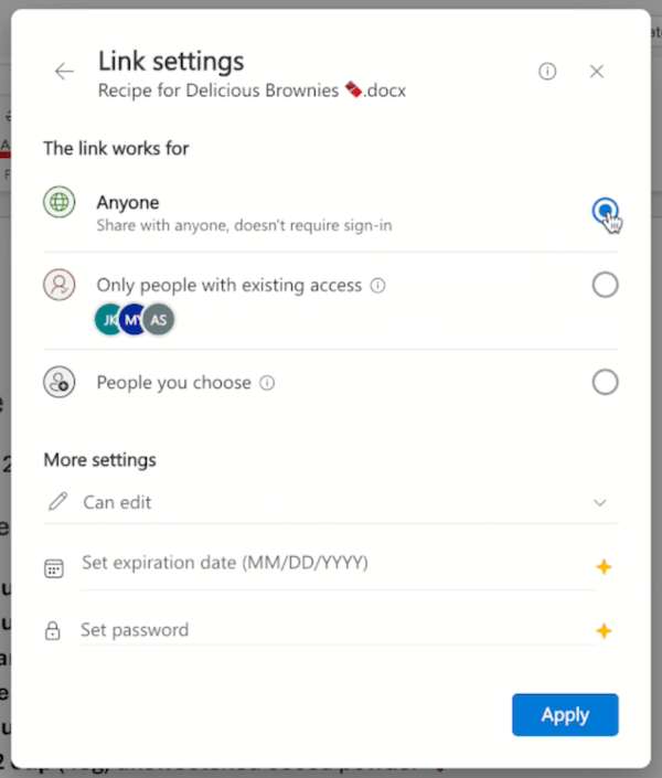 Anonymous Sharing Files for Android Microsoft Office App Users