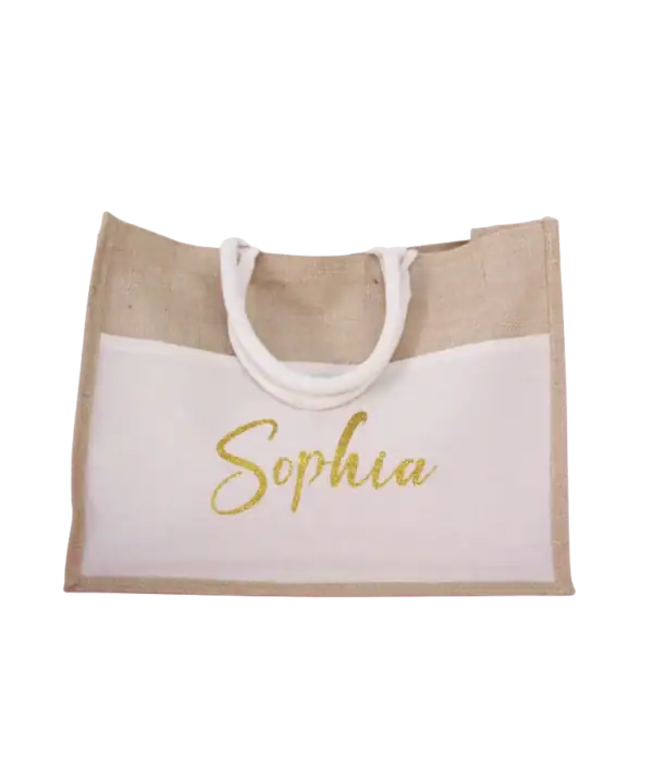 Bolso personalizado “Purpurina” – Estilo Yute natural artesanal