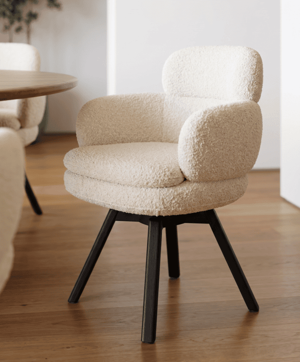 Luxury modern lounge chair with cotton linen upholstery and ash wood frame