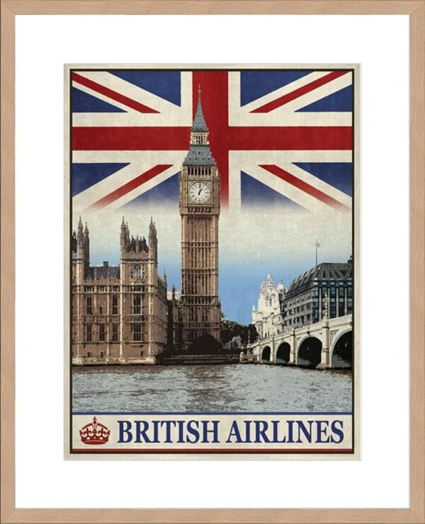 Vintage Travel London - 10cm Mount Board Lg. Box Natural