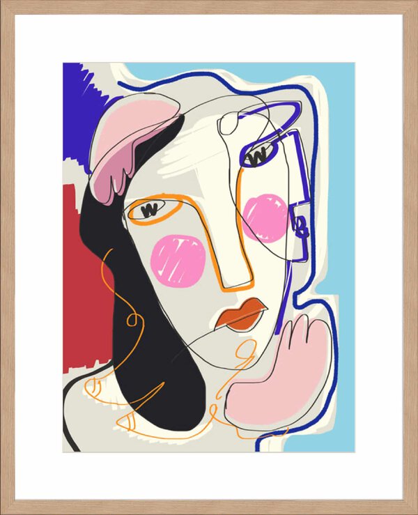 Muse Line Art Portrait - 10cm Mount Board Lg. Box Natural