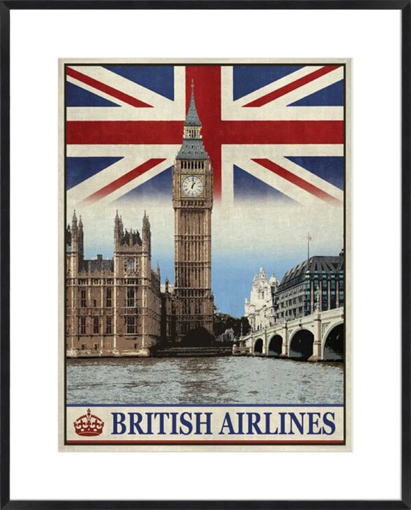 Vintage Travel London - 10cm Mount Board Box Black