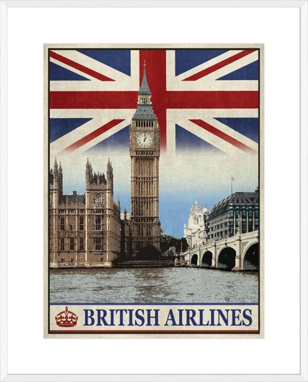 Vintage Travel London - 10cm Mount Board Box White