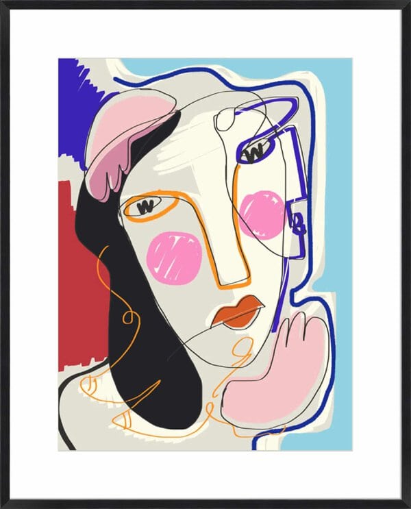 Muse Line Art Portrait - 10cm Mount Board Box Black