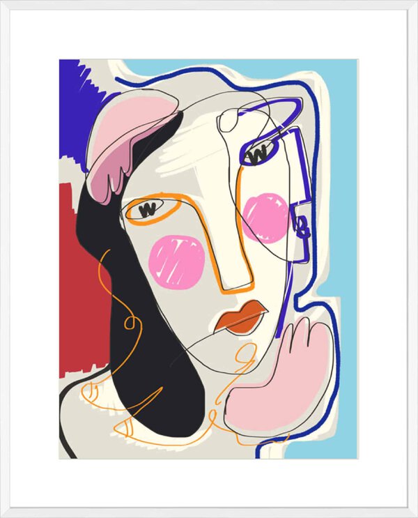 Muse Line Art Portrait - 10cm Mount Board Box White