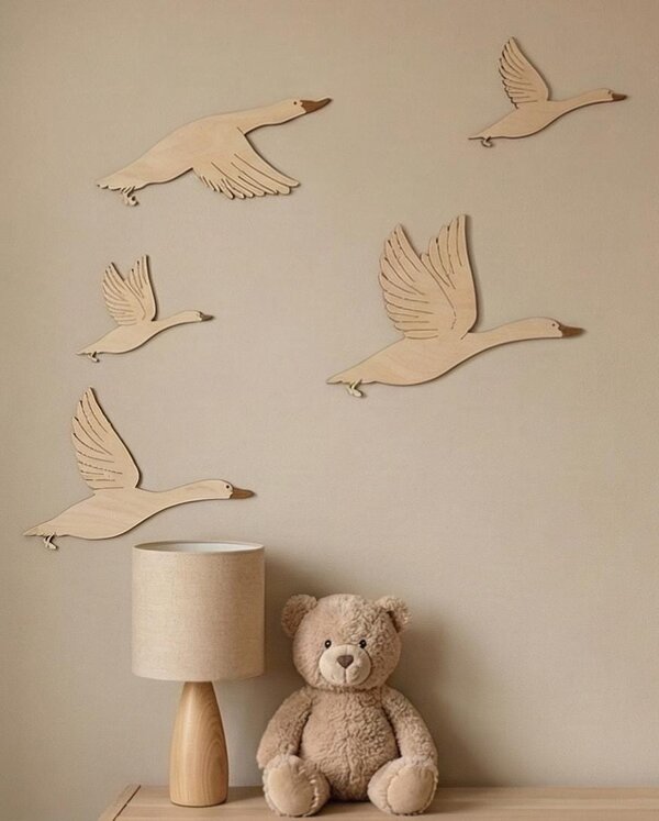 Wooden Flying Geese Wall Decor, Nursery Decoration