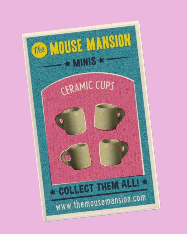 "Mouse Mansion" miniaturas tazas de porcelana, set de 4