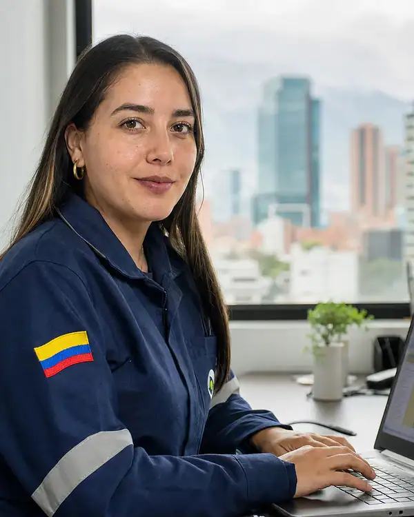 Llenando el Excel del plan de trabajo anual SST Responsable del SG-SST llenando en su computador el Excel del plan de trabajo anual de una empresa colombiana
