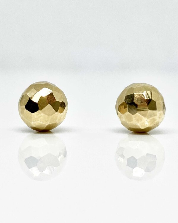 14ky 7mm Geometric Ball Stud Earrings