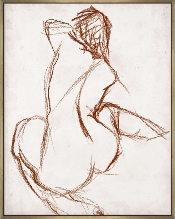 Rust Charcoal Nude Study I - Canvas Gallery Champagne