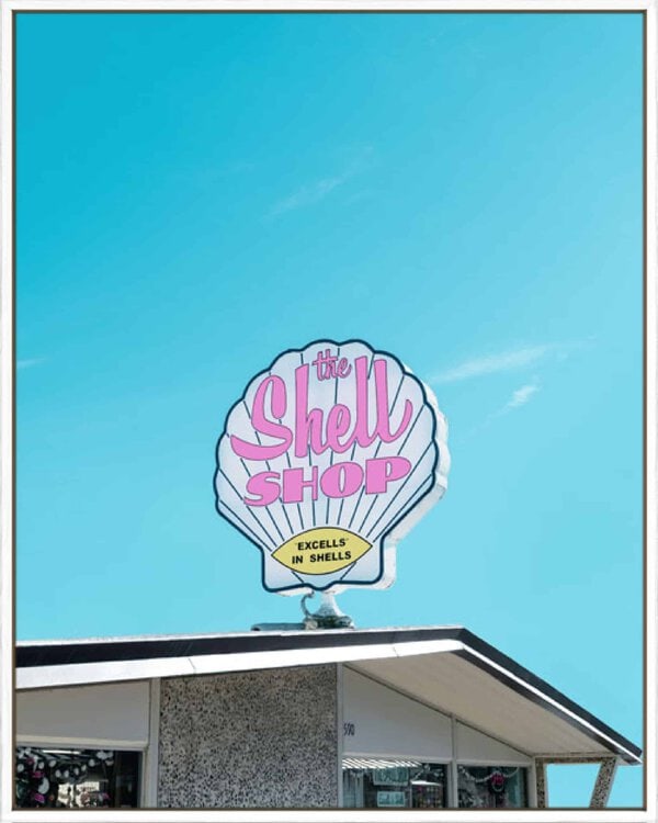 Shell Shop Vintage Sign - Canvas Gallery White