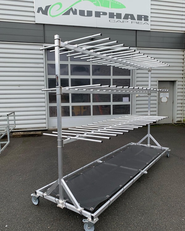 PORTANT ALU 3 NIVEAUX PORTE - 102 GILETS 4 ROULETTES