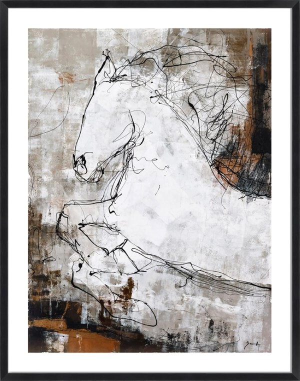 Contour Horse 3 - 5cm White Border Box Black