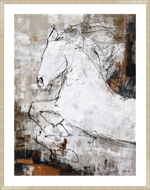 Contour Horse 3 - 5cm White Border Sm. Box Champagne
