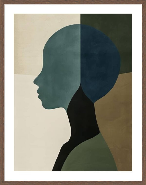 Poster Minimalist Portrait 5 - 5cm White Border Box Walnut