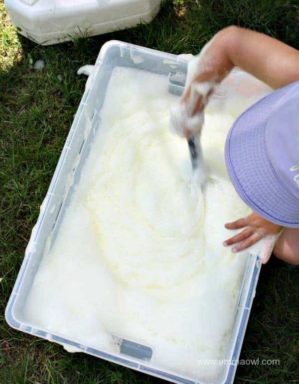 whisking soapy water