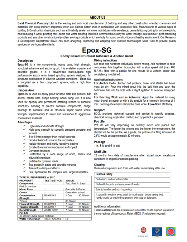 Epox-SG Epoxy Anchoring
