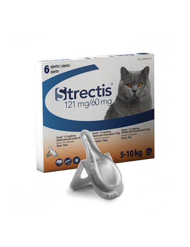 Strectis Chat 5-10 kg 6 pipettes : Une Protection Efficace contre les Puces et les Tiques