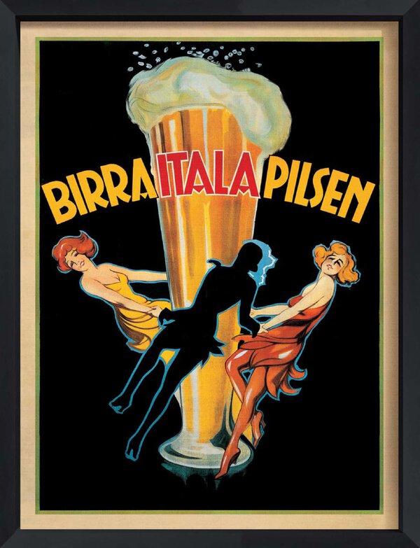 Birra Itala Pilsen 1920 - Canvas on Board Black Shelf