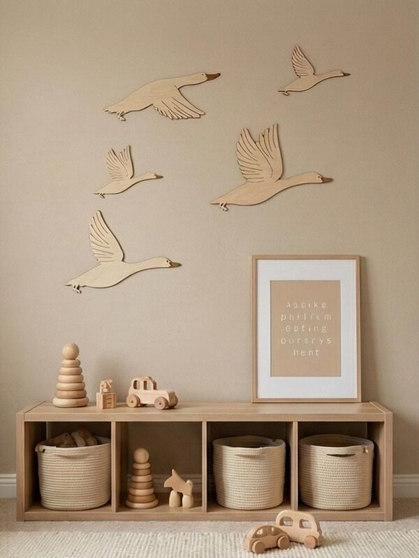 Wooden Flying Geese Wall Decor, Nursery Decoration