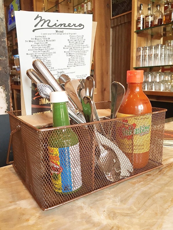 Minero Hot Sauces and Silverware