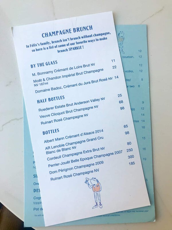 Felix Charleston Brunch Menu