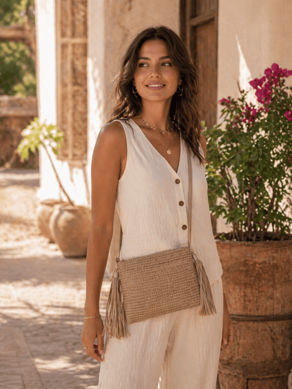 Sac bandoulière artisanal marocain en simili cuir
