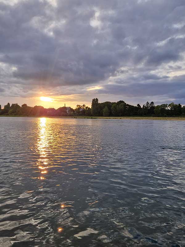 Vue sur la Loire et Chalonnes depuis la toue cabanée d'Instants de Loire