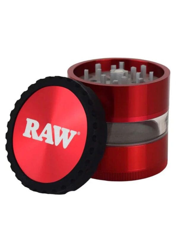 RAW Red 4-Piece Clear View Grinder