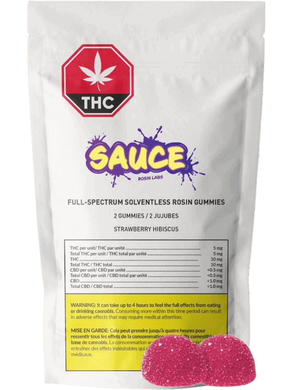 Strawberry Hibiscus Solventless Rosin Soft Chews 2 Pack by Sauce Rosin Labs