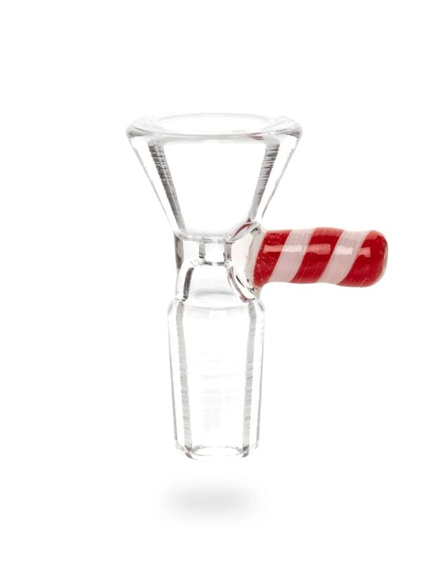 Red Eye Glass Red Candy Stripe Pull Out Bowl Piece 14mm