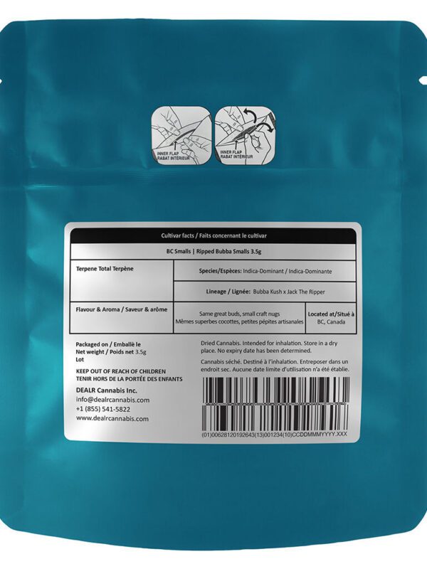 Ripped Bubba Smalls 3.5g BC Smalls Indica Montrose Cannabis