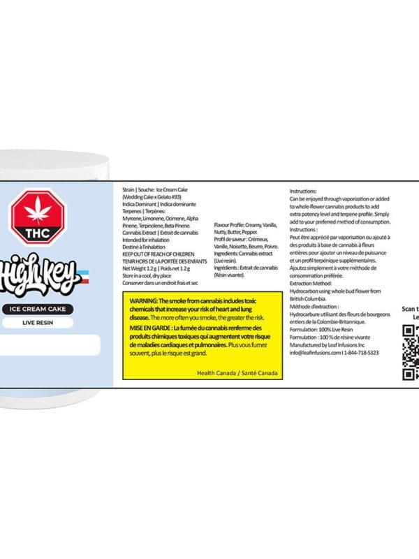 Ice Cream Cake Live Resin 1.2g High Key Indica Montrose Cannabis