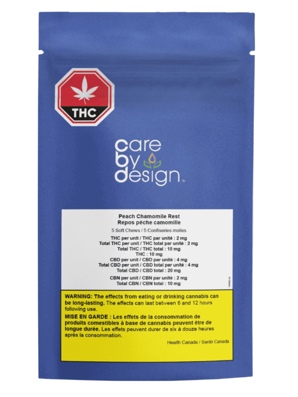 Peach Chamomile Rest 1:2:1 Vegan Soft Chews 5 Pack Care By Design